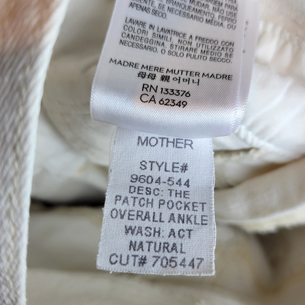 Mother The Patch Pocket Overalls Ankle S Cream Oatmeal Coastal Cottagecore Boho - Picture 8 of 13